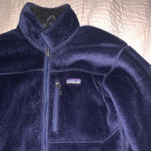 Patagonia dark blue fuzzy women’s jacket size medium
